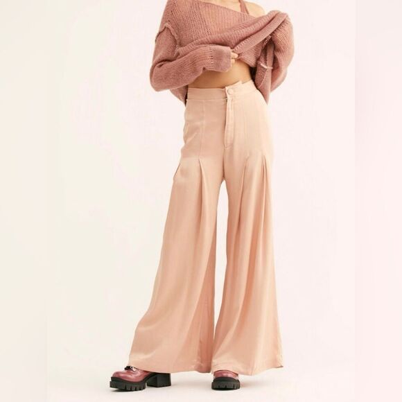 Free People Pants - Free People Glow In The Sky Wide Leg Trousers Pants In Twilight Pink Size 2